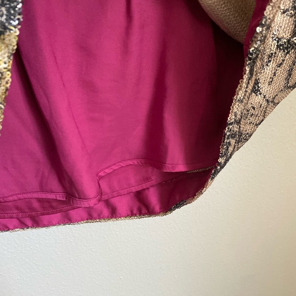 Anthropologie Sequin Floral Blouse 2 Glam Feminine Work Y2K Festival Formal Pink - Picture 3 of 7